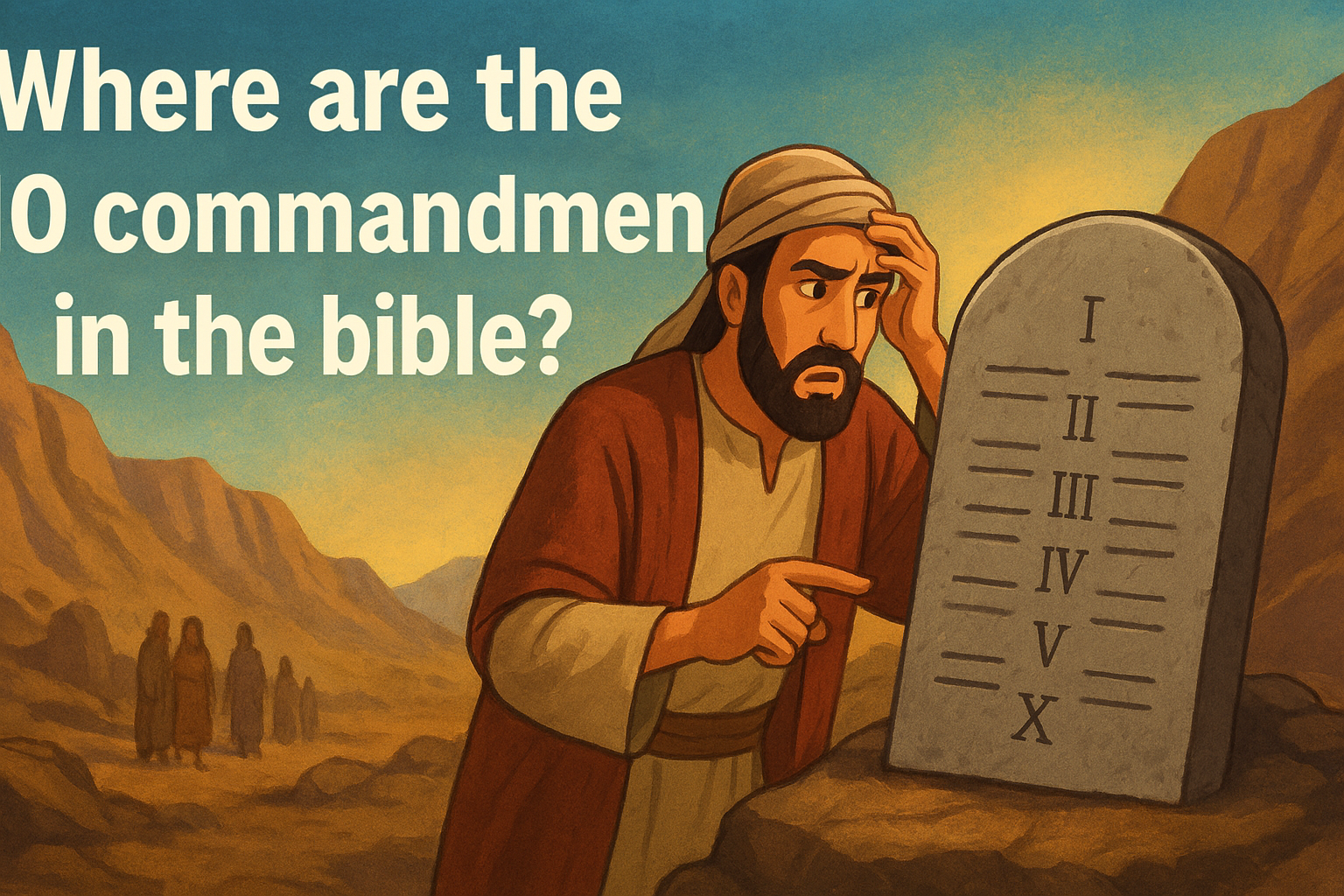 Cartoon illustration representing where are the 10 commandments in the bible