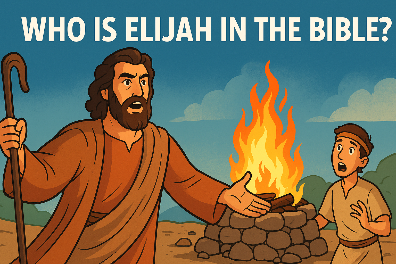 Cartoon illustration representing who is elijah in the bible