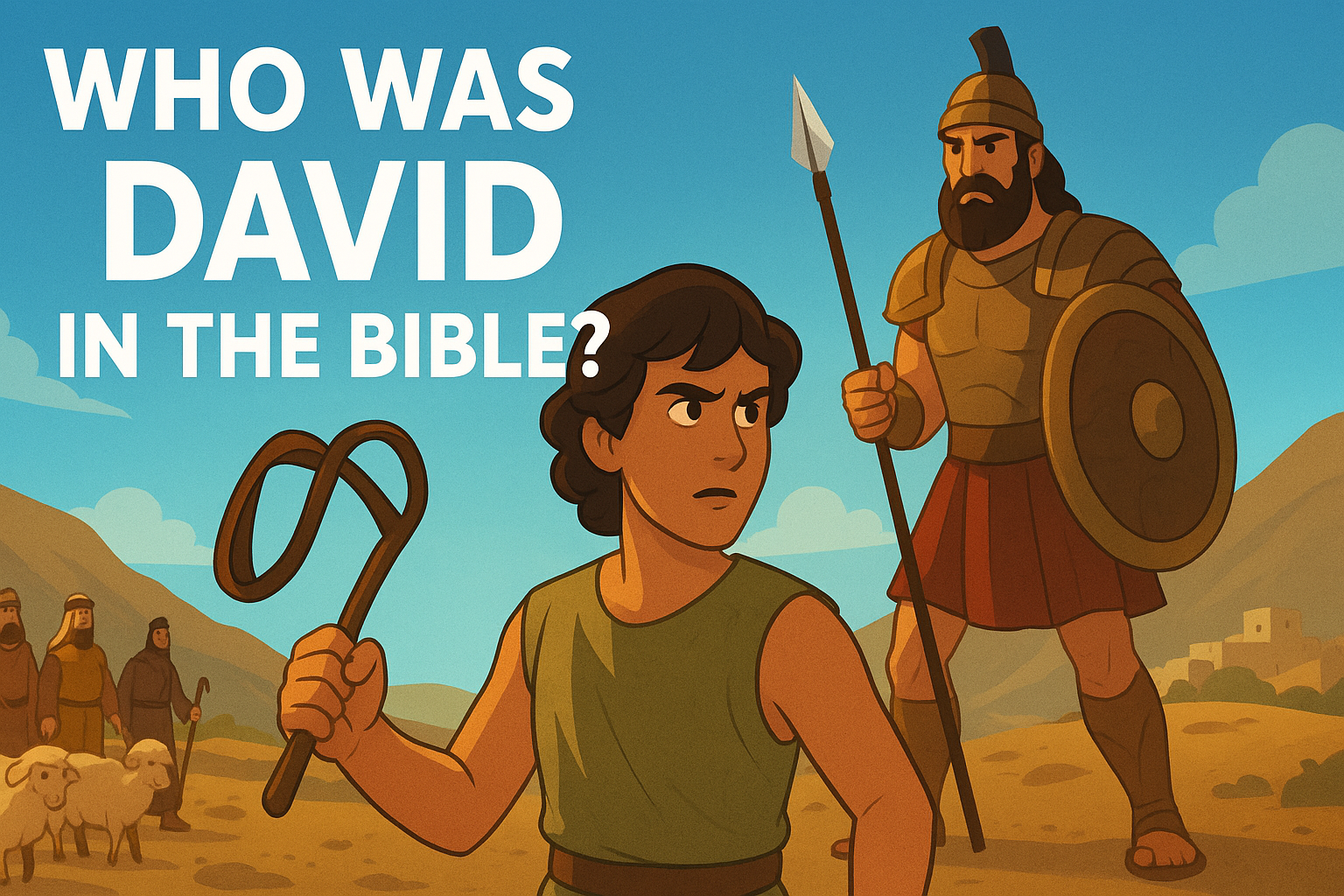 Cartoon illustration representing who was david in the bible