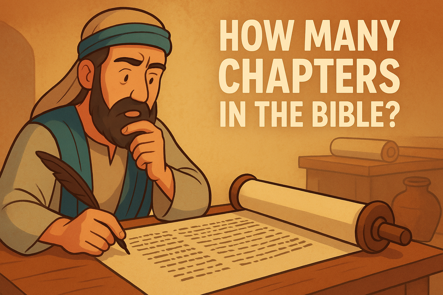 Cartoon illustration representing how many chapters in the bible