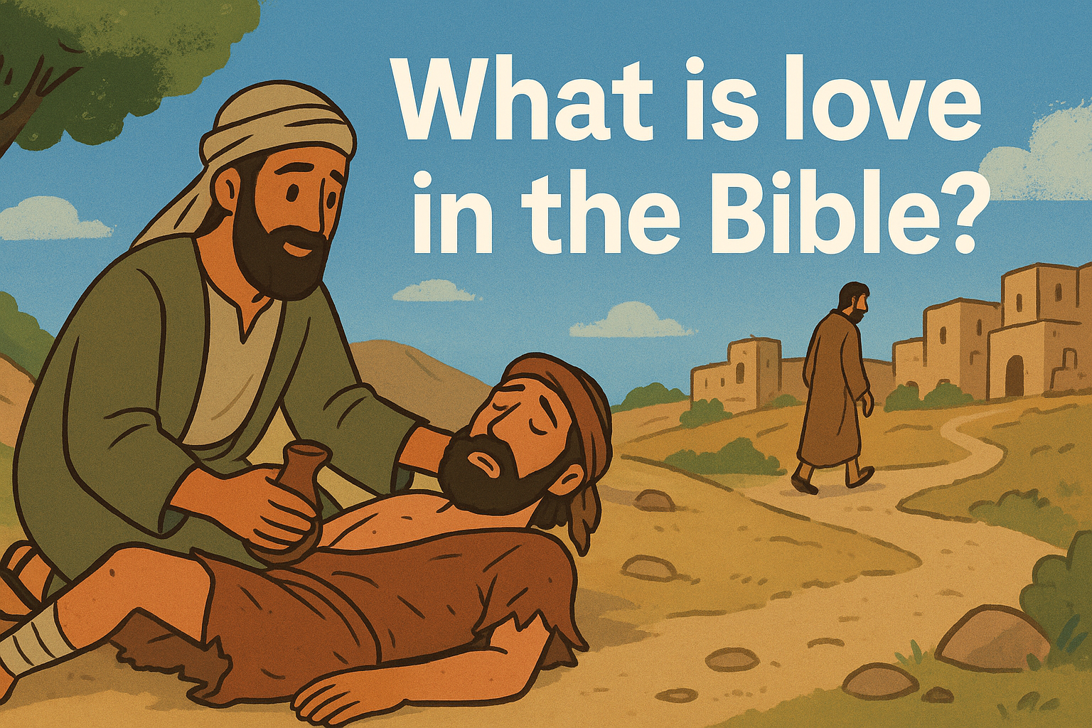 Cartoon illustration representing what is love in the bible