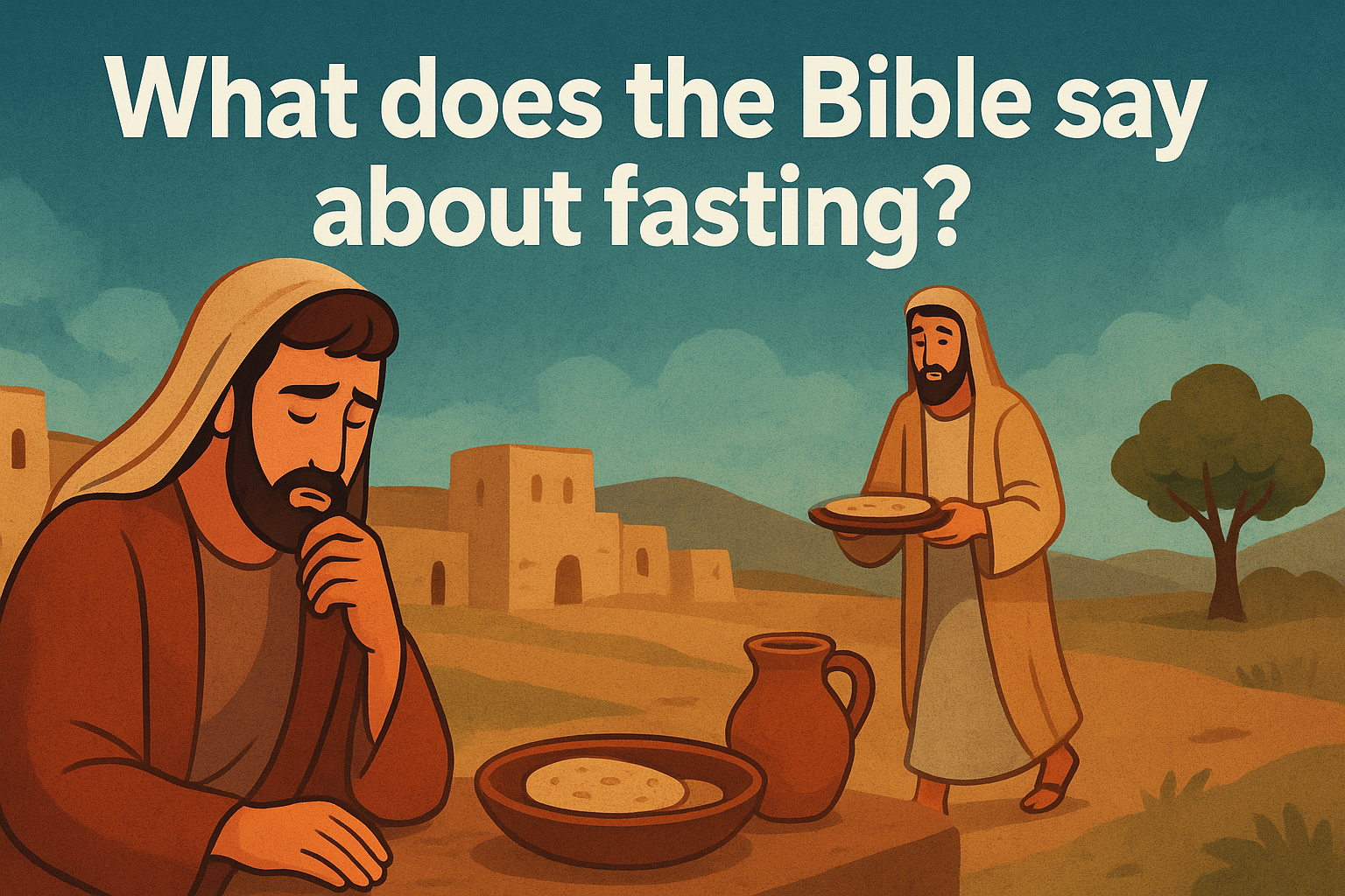 Cartoon illustration representing what does the bible say about fasting