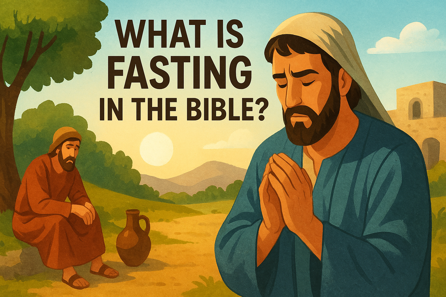 Cartoon illustration representing what is fasting in the bible