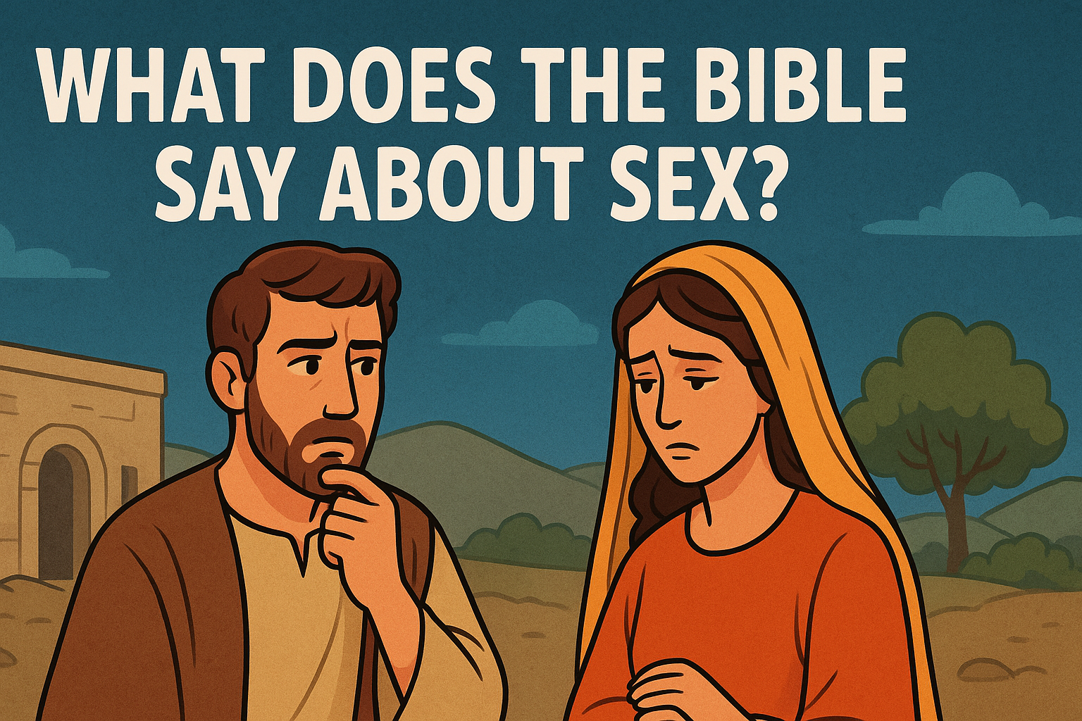 Cartoon illustration representing what does the bible say about sex