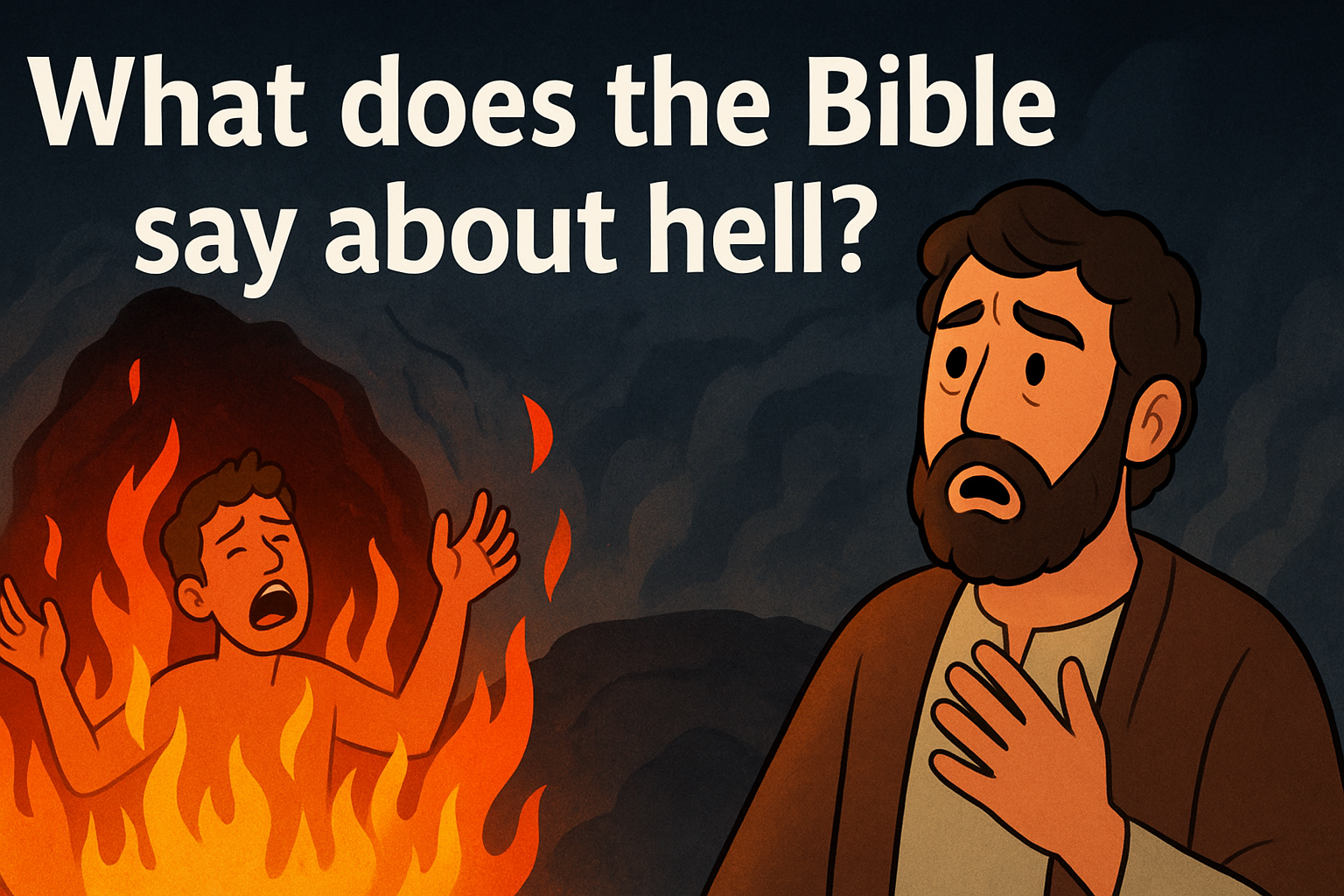 Cartoon illustration representing what does the bible say about hell