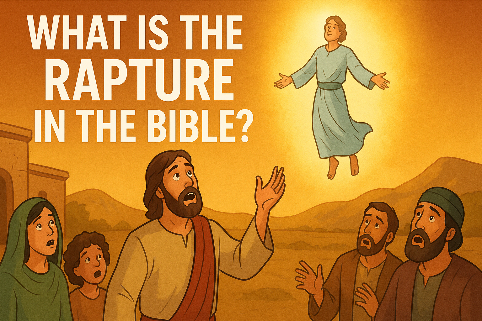 Cartoon illustration representing what is the rapture in the bible