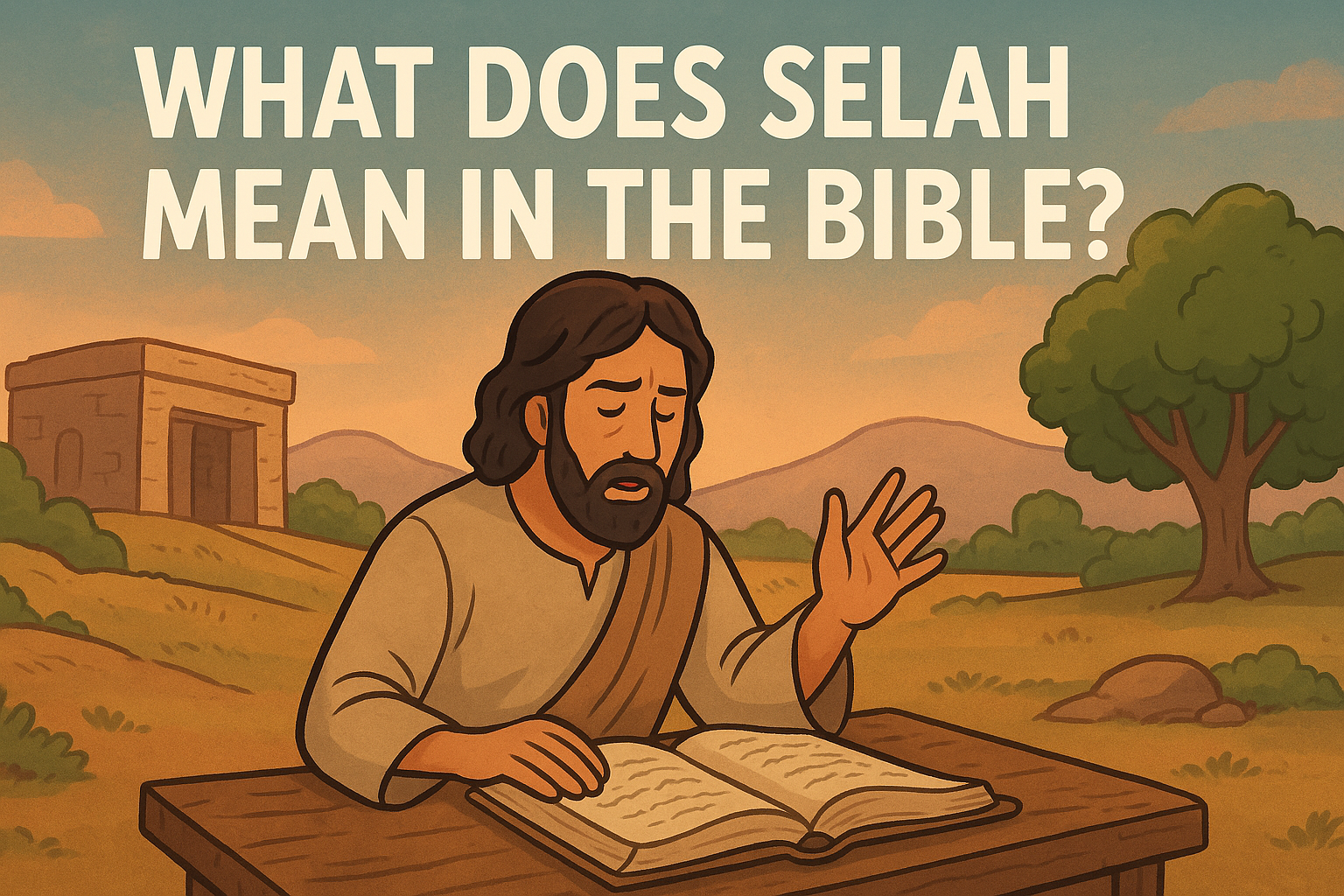 Cartoon illustration representing what does selah mean in the bible
