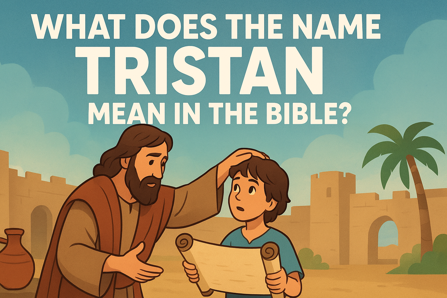 Cartoon illustration representing what does the name tristan mean in the bible