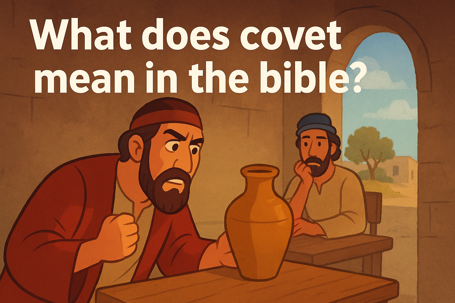 Cartoon illustration representing what does covet mean in the bible