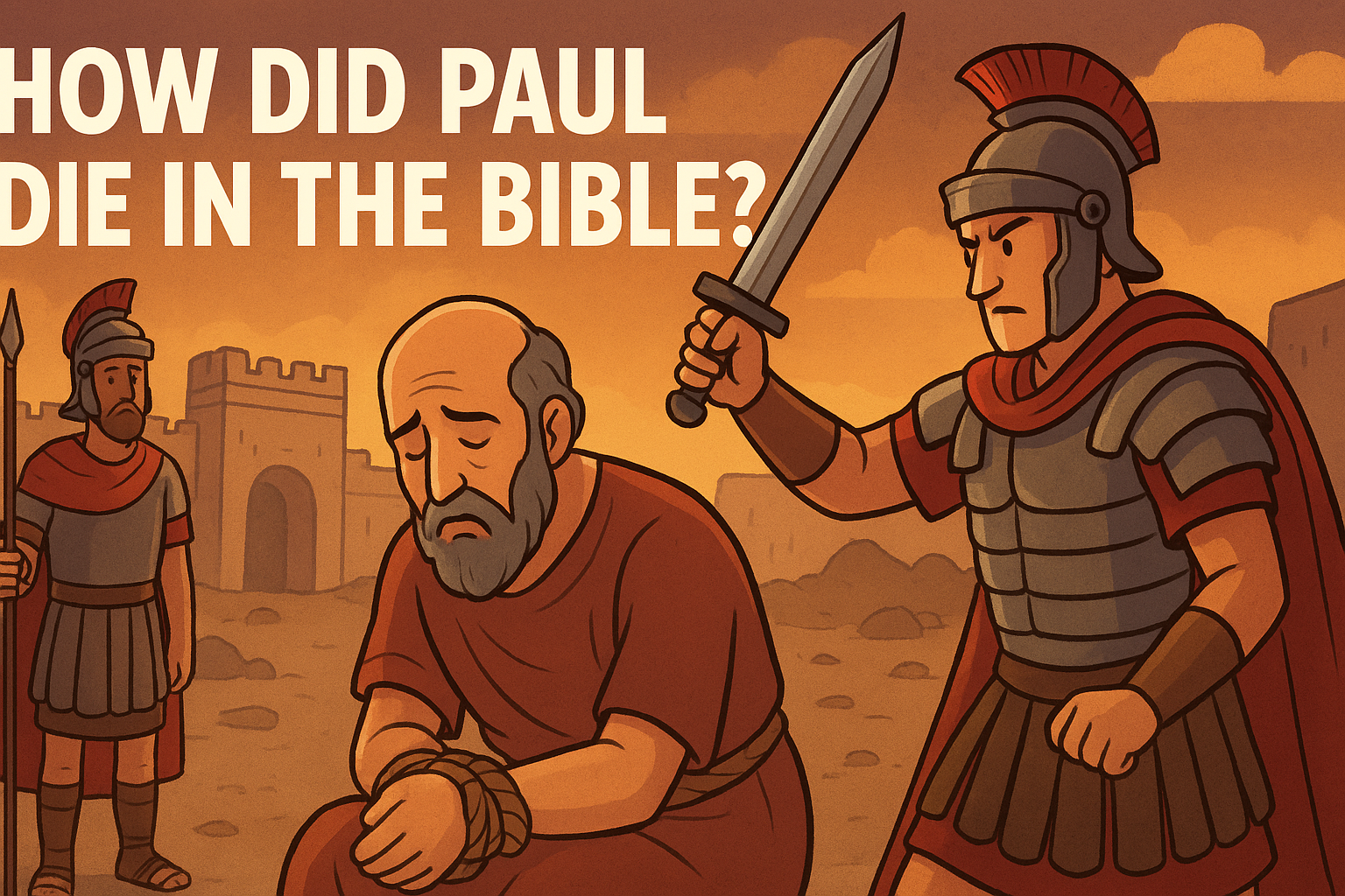 Cartoon illustration representing how did paul die in the bible