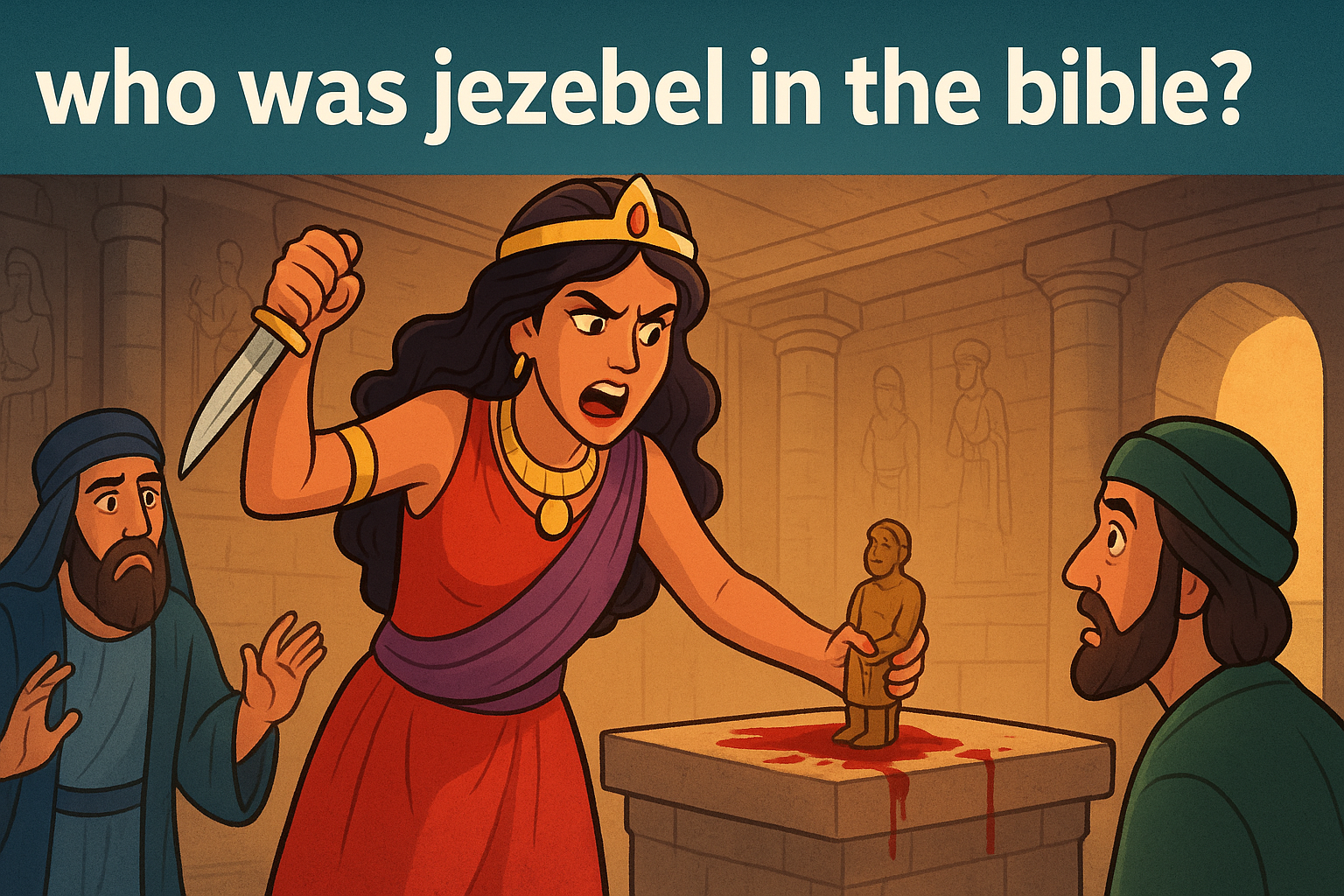 Cartoon illustration representing who was jezebel in the bible