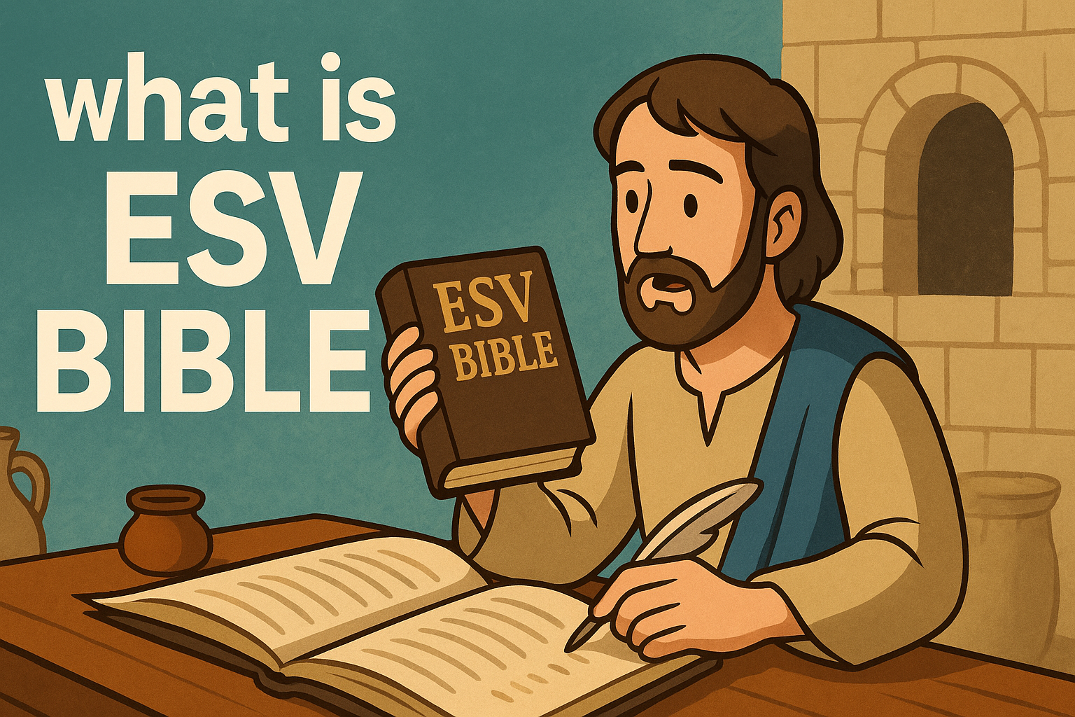 Cartoon illustration representing what is esv bible
