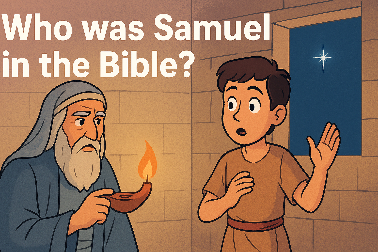 Cartoon illustration representing who was samuel in the bible