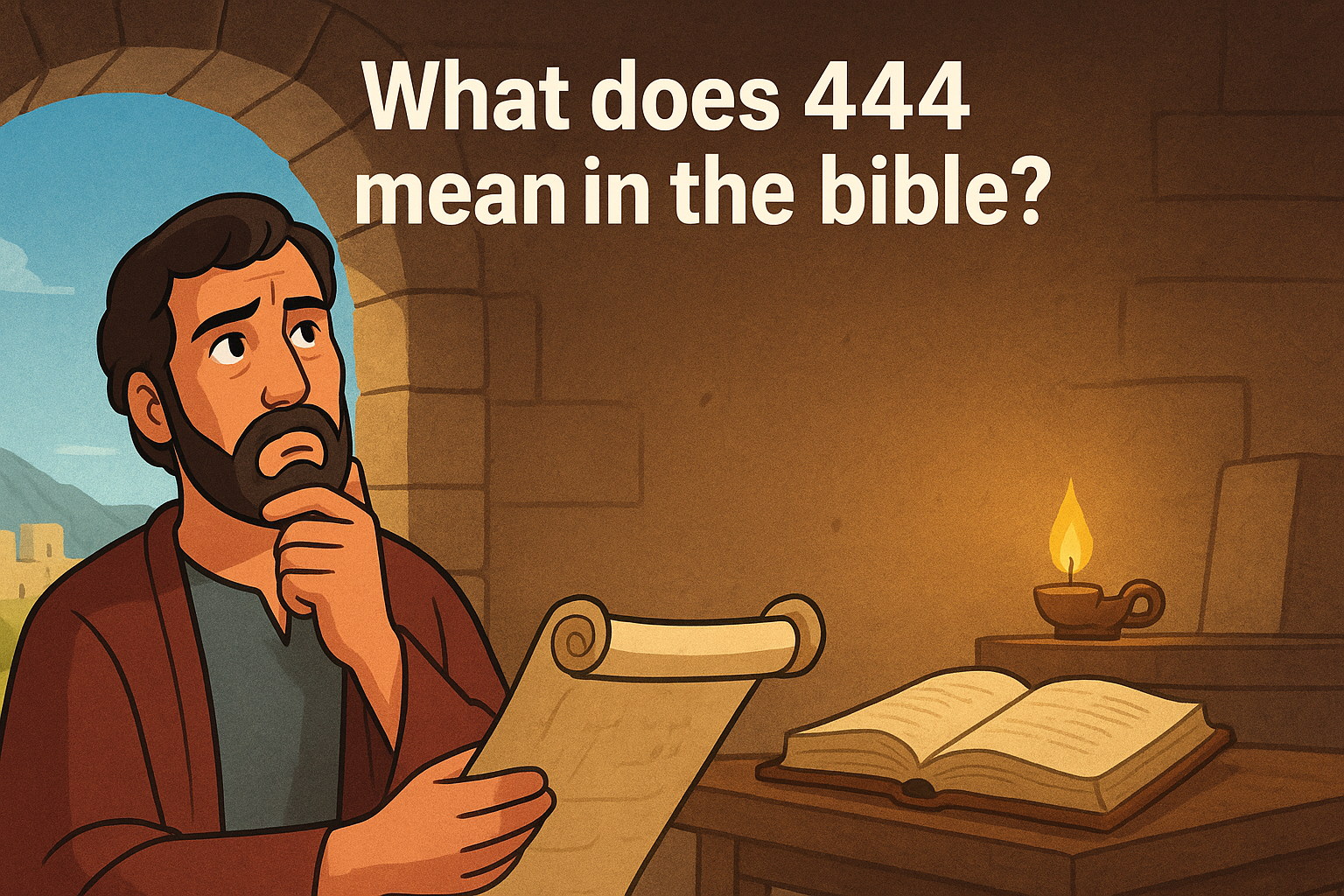 Cartoon illustration representing what does 444 mean in the bible