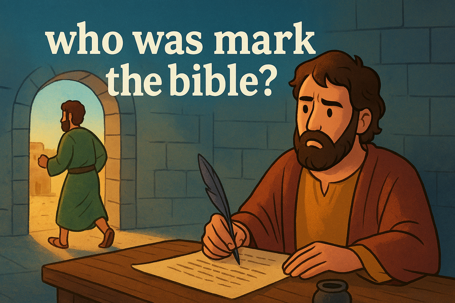 Cartoon illustration representing who was mark in the bible